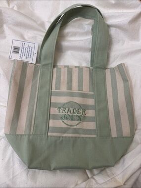 Canvas Sage Green Striped Canvas Tote Bag